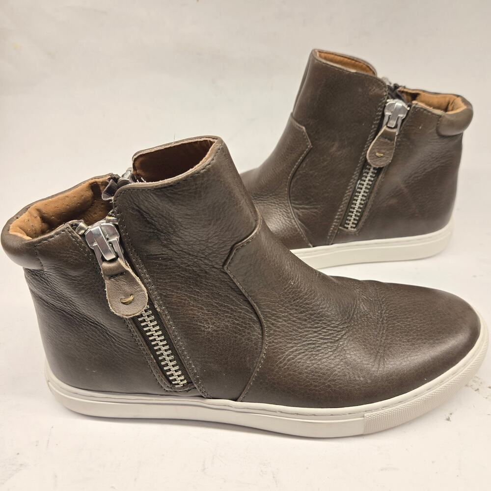 Gentle Souls Carole Leather High Top Sneaker Boots Brown Zip Comfort Shoes 7